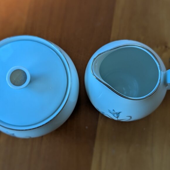 Noritake Blue Bell Sugar Bowl With Lid & Creamer Set Porcelain Fine China, #5564 - Picture 2 of 9